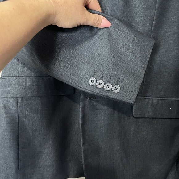 Eleganza by Giorgio Sanetti Suit 44R Jacket Pants 36R Dark Blue Sheen 2 Button - Picture 7 of 14